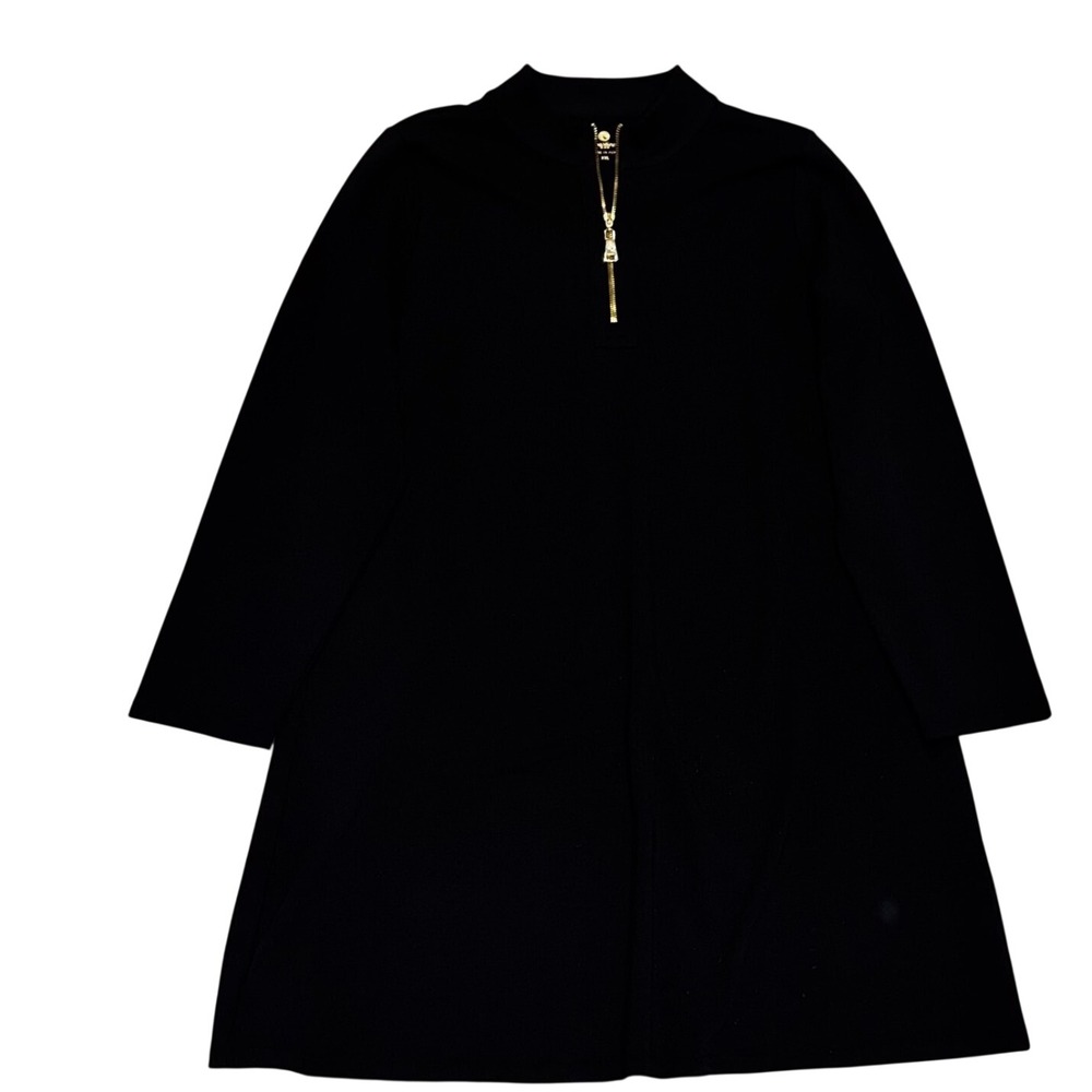 Spartina 449 Nora Half-Zip Dress Women XXL Black Peruvian Cotton 3/4 Sleeve $198